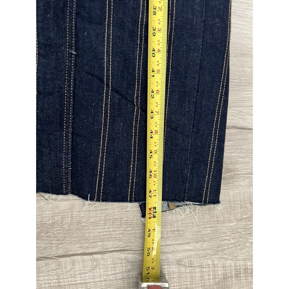 Zara Long Dark Blue Denim Bustier ZW Bodycon Corset Dress Topstitched Size L - Picture 12 of 15